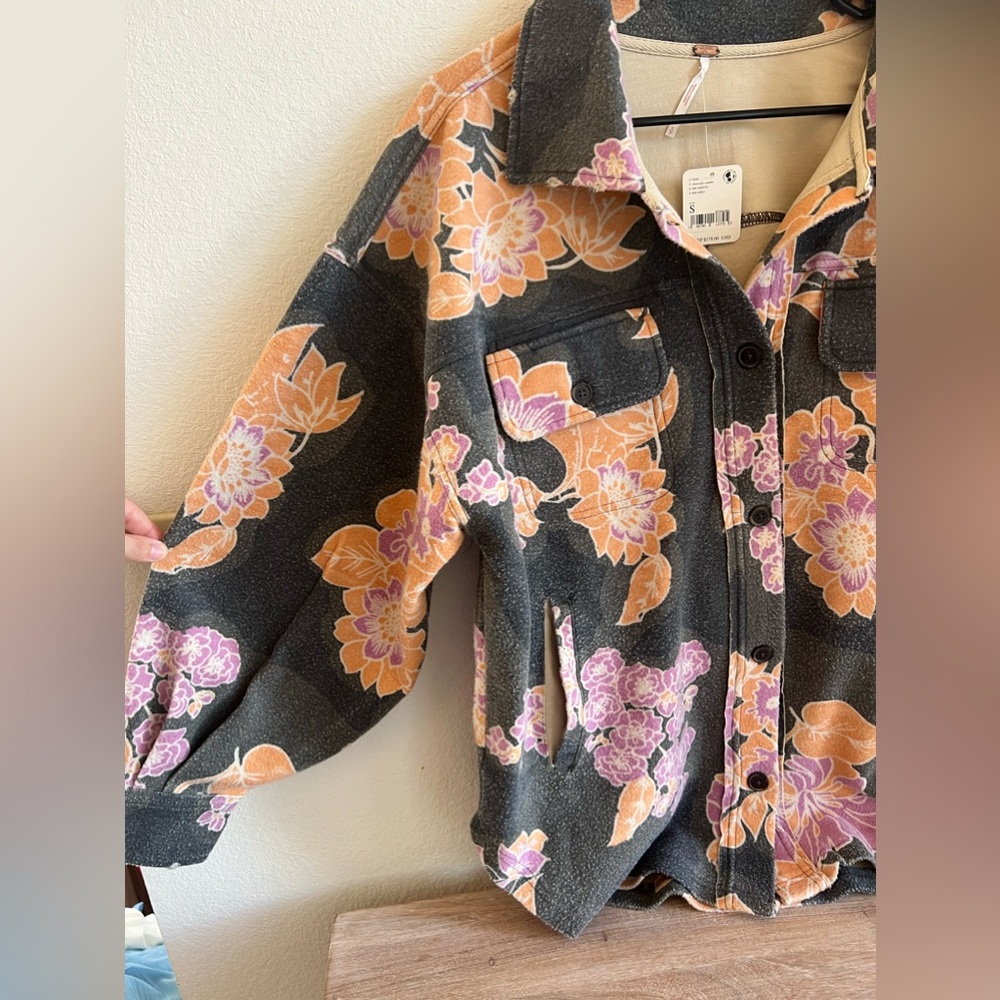 Free People - NWT Printed Ruby Jacket in Charcoal - Picture 9 of 12